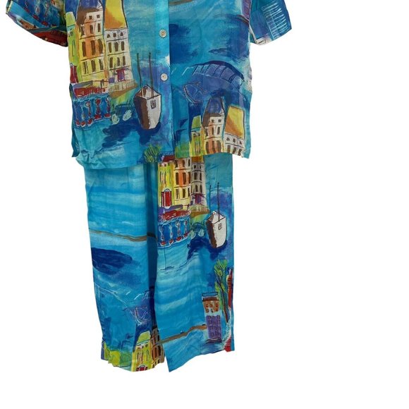 Vintage Sea Suns Outfit 2 Piece Set size medium crop pants semi sheer top tunic - Picture 5 of 9